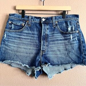 Levi's 501 High Waisted Distressed Button Fly Frayed Hem Jean Shorts Size 34
